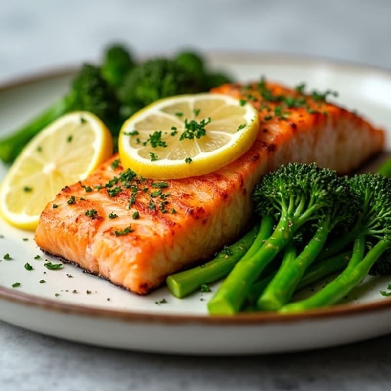 Crispy Pan-Seared Salmon with Lemon-Garlic Broccolini