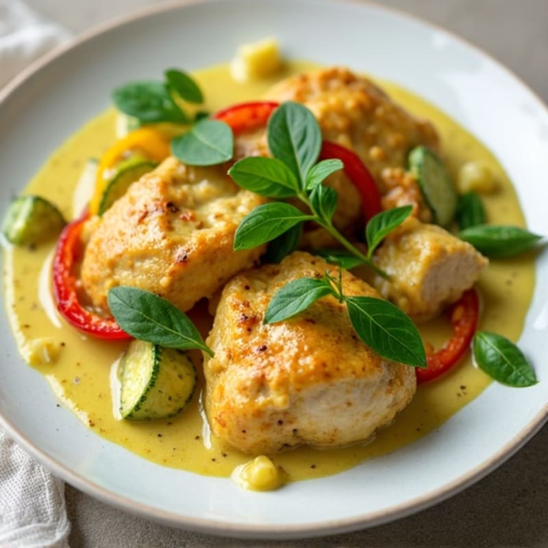 Creamy Green Curry Chicken with Fresh Vegetables