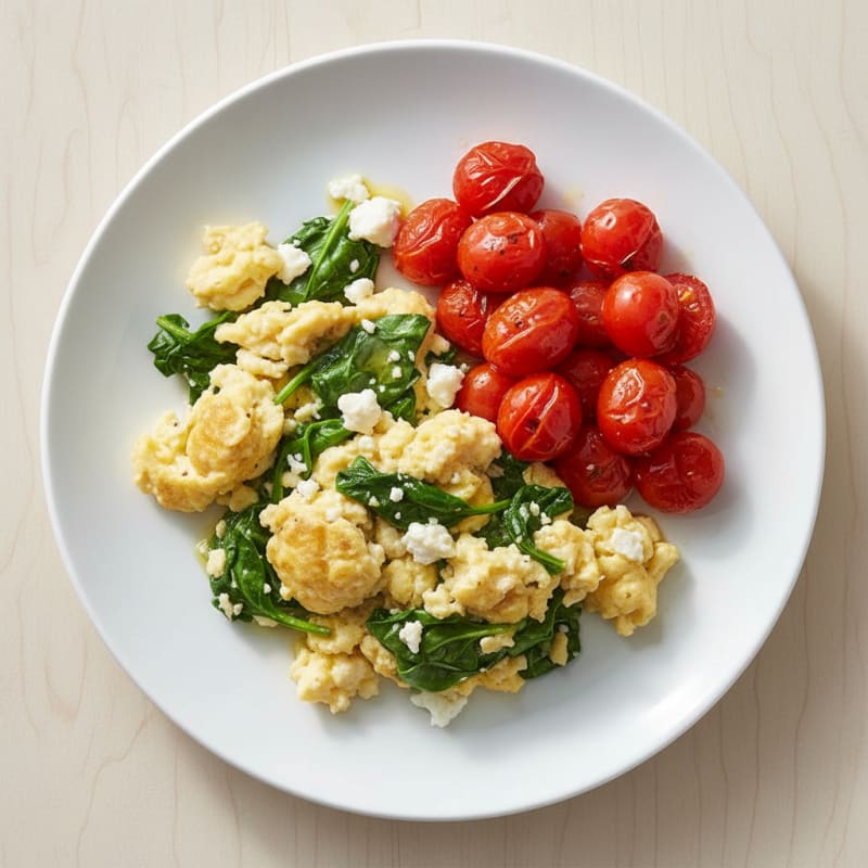 Spinach and Feta Scramble with Sautéed Tomatoes