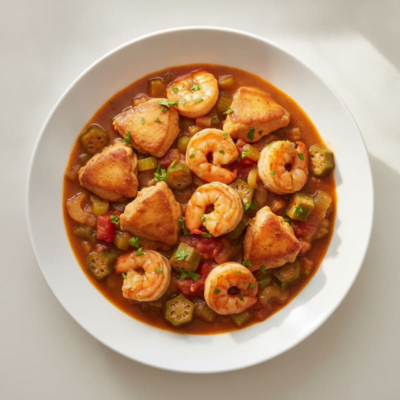 Chicken Thigh and Shrimp Gumbo