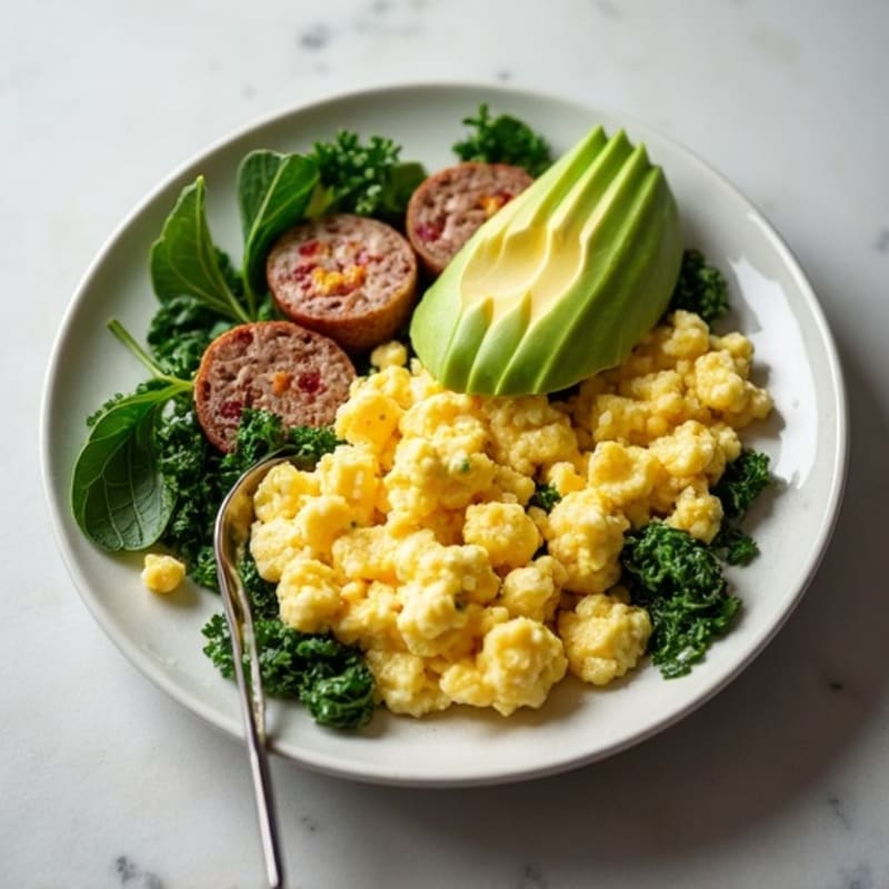 Egg White Scramble with Spinach and Turkey Sausage
