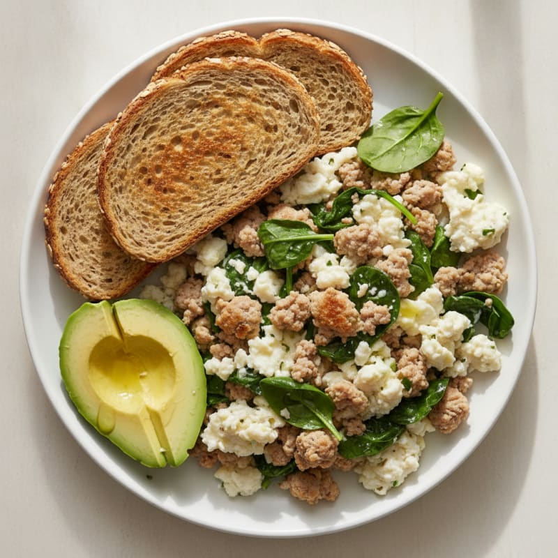 Egg White Scramble with Turkey and Spinach
