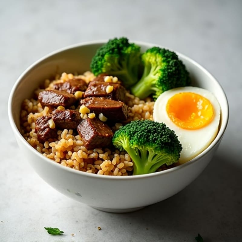 Savory Garlic-Ginger Beef and Broccoli Stir-Fry Rice Bowl