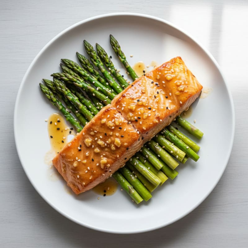 Golden Teriyaki-Glazed Salmon with Roasted Asparagus