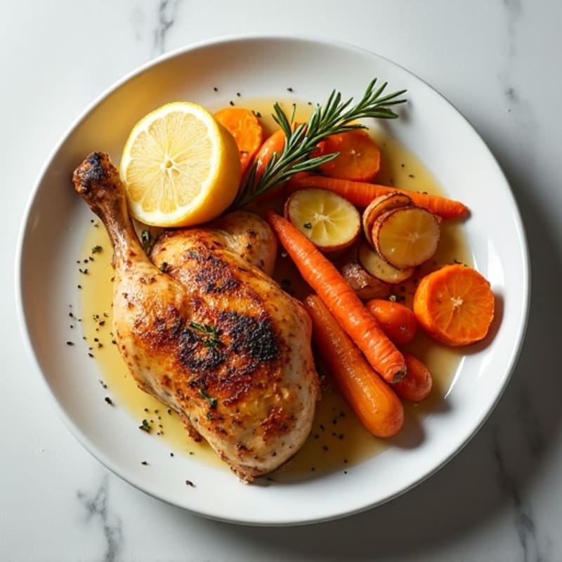 Lemon Garlic Roasted Chicken with Crispy Root Vegetables