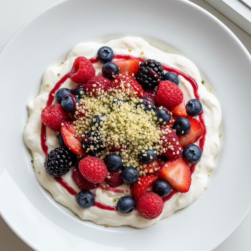Silky Greek Yogurt Protein Pudding with Mixed Berries