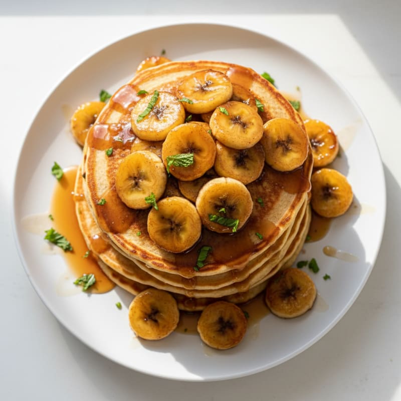 Golden Caramelized Banana Pancakes