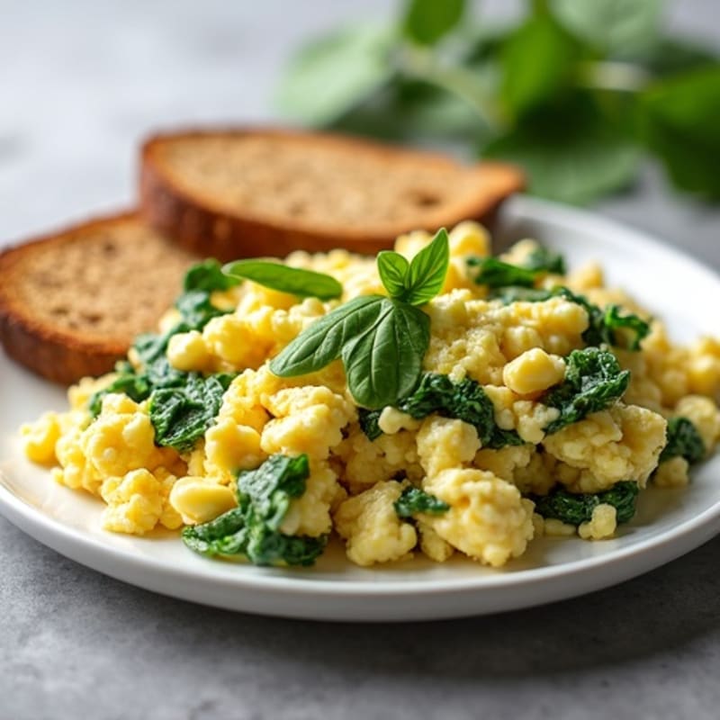 Egg White Spinach Scramble with Cottage Cheese