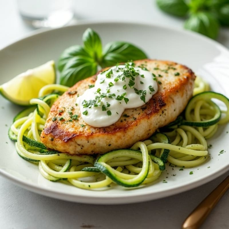 Creamy Pesto Chicken with Zucchini Noodles