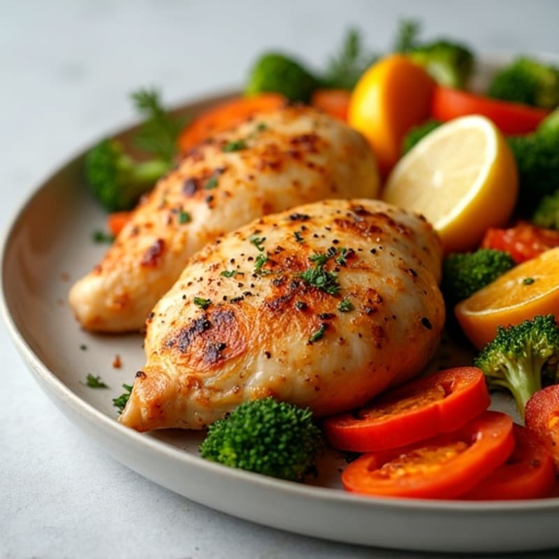 Spiced Lemon-Garlic Roasted Chicken with Roasted Vegetables