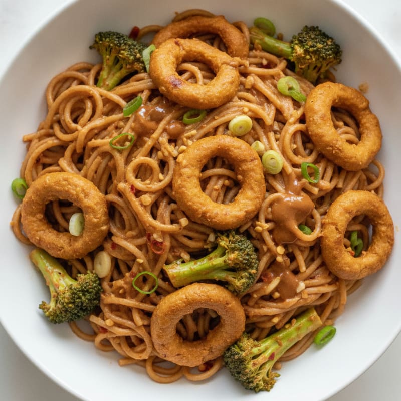 Spicy Peanut Soy Curl Noodle Bowl