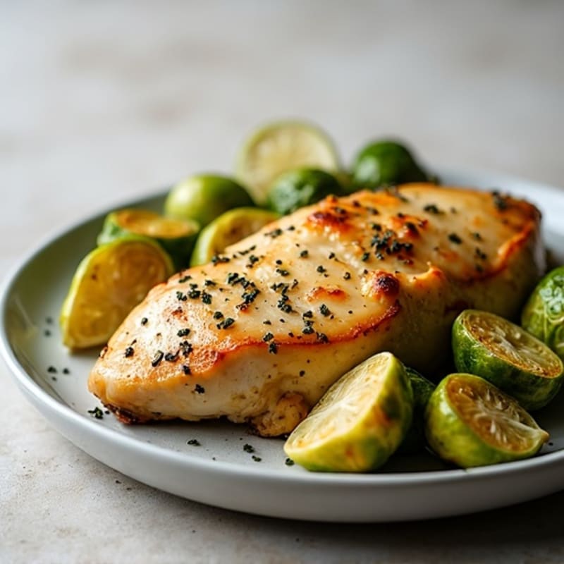 Herb-Roasted Chicken Breast with Crispy Brussels Sprouts