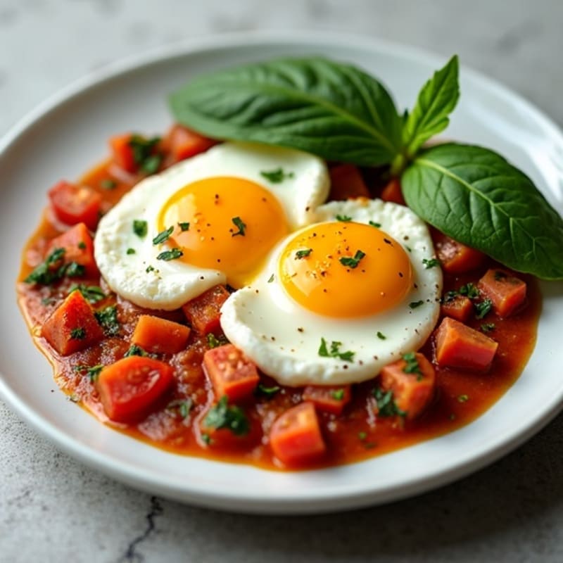 Spiced Tomato-Poached Eggs with Fresh Herbs