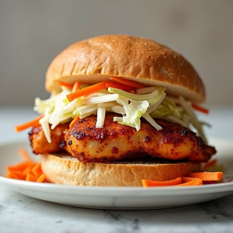 Spicy Grilled Chicken Sandwich with Crunchy Slaw