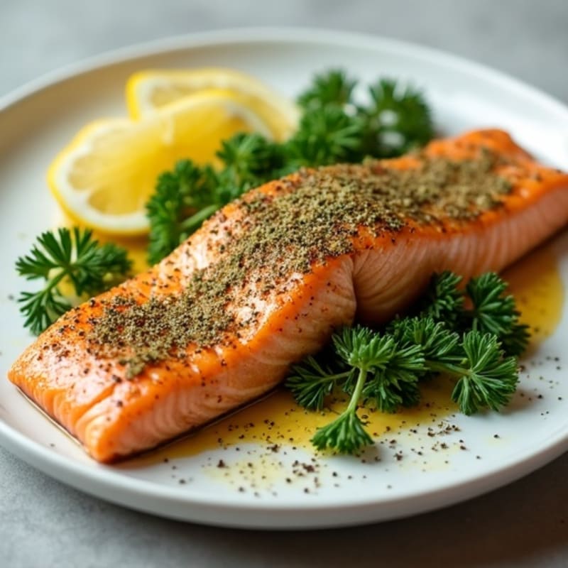 Herb-Crusted Pan Seared Salmon with Lemon