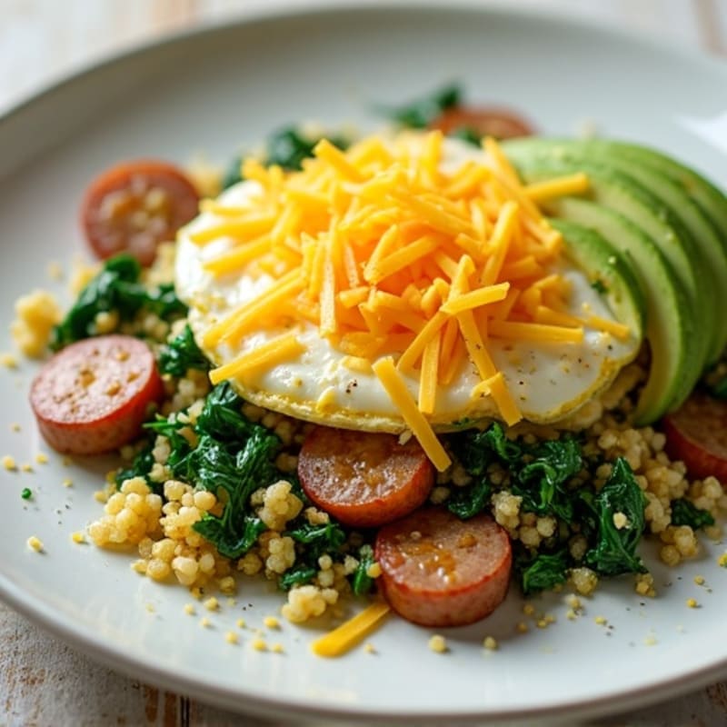 Egg White and Spinach Scramble with Turkey Sausage