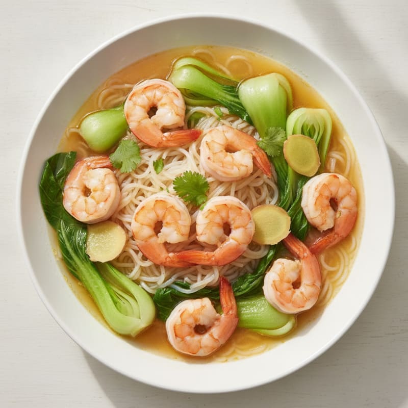 Instant Noodle Bowl with Shrimp and Bok Choy