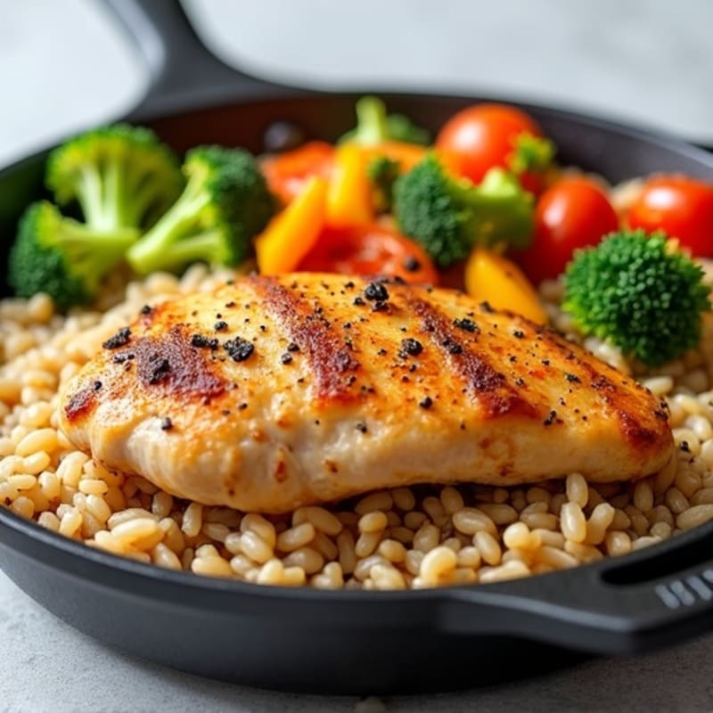 Quick Chicken and Vegetable Brown Rice Skillet