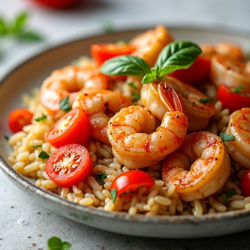 Spicy Chicken and Shrimp Rice Skillet with Bell Peppers and Tomatoes