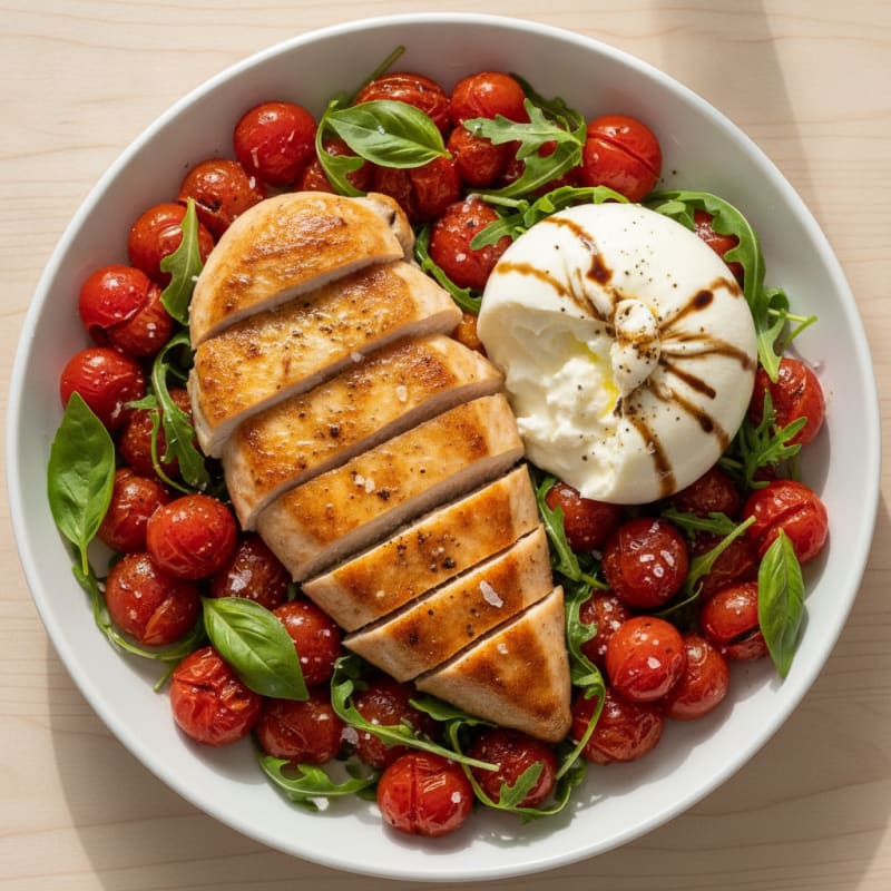 Burrata with Roasted Tomatoes and Basil