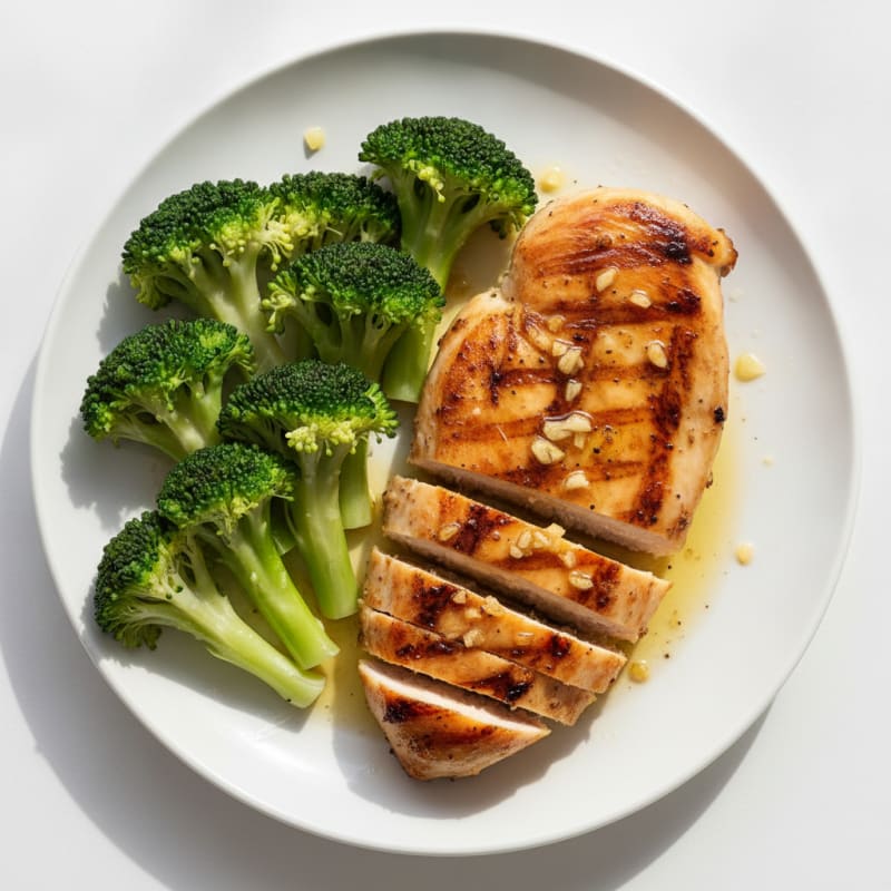 Grilled Citrus-Garlic Chicken Breast with Steamed Broccoli