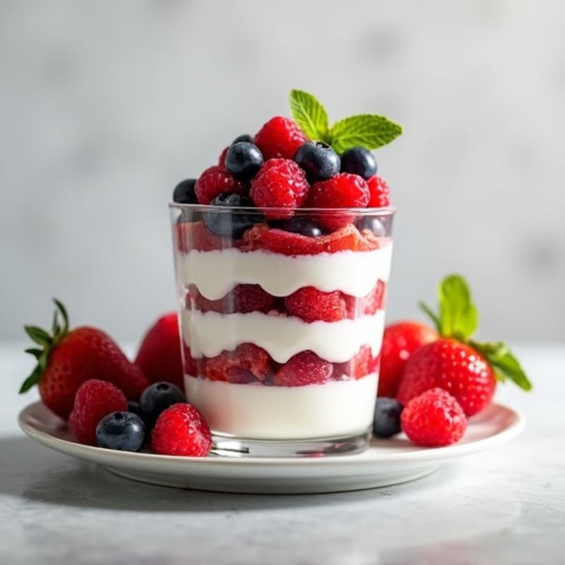 Greek Yogurt Protein Parfait with Mixed Berries and Almond Butter