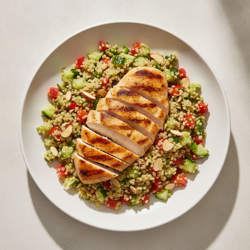 Grilled Chicken Breast with Crunchy Quinoa Salad
