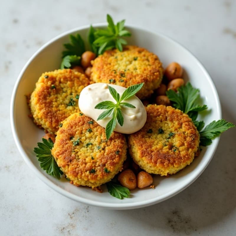 Crispy Baked Falafel with Lemon-Garlic Tahini