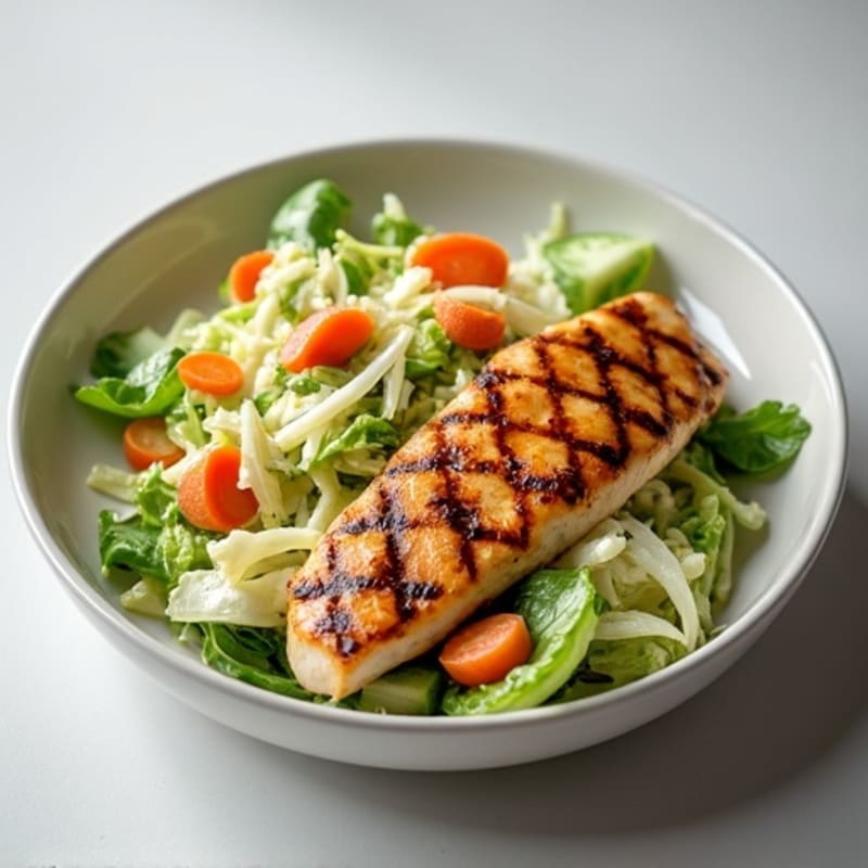 Grilled Chicken Breast with Crunchy Cabbage Slaw