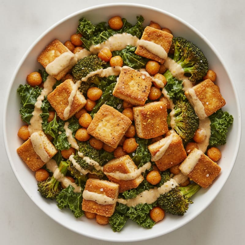 Roasted Vegetable Buddha Bowl with Tahini Dressing
