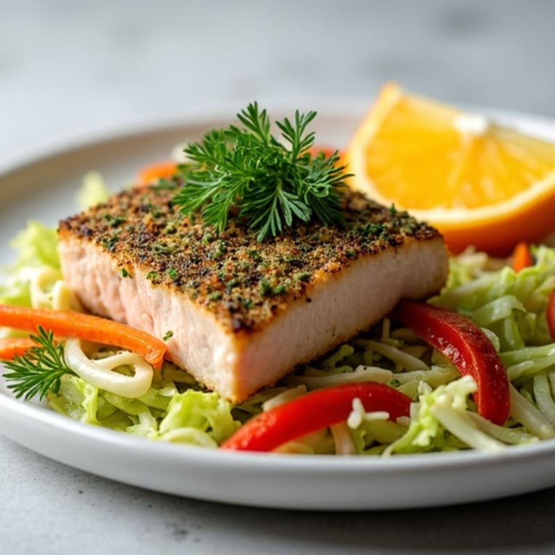 Herb-Crusted Seared Tuna with Citrus Slaw