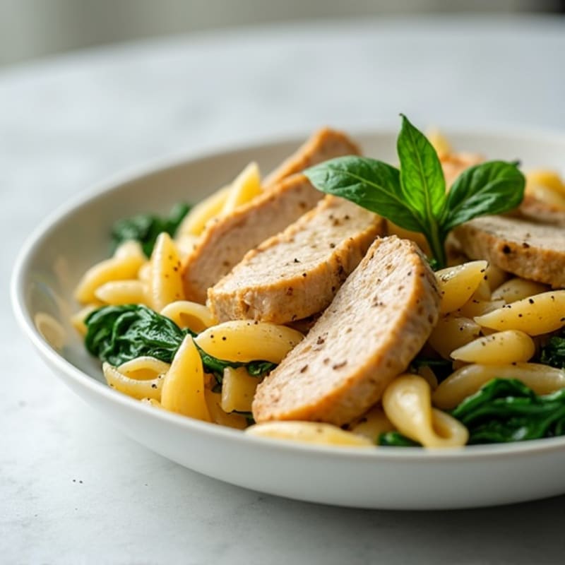 Healthy Creamy Chicken Pasta with Spinach