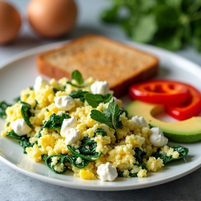 Egg White and Spinach Scramble with Cottage Cheese