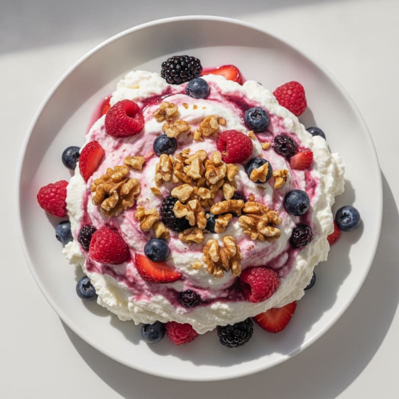 Greek Yogurt Protein Mousse with Mixed Berries