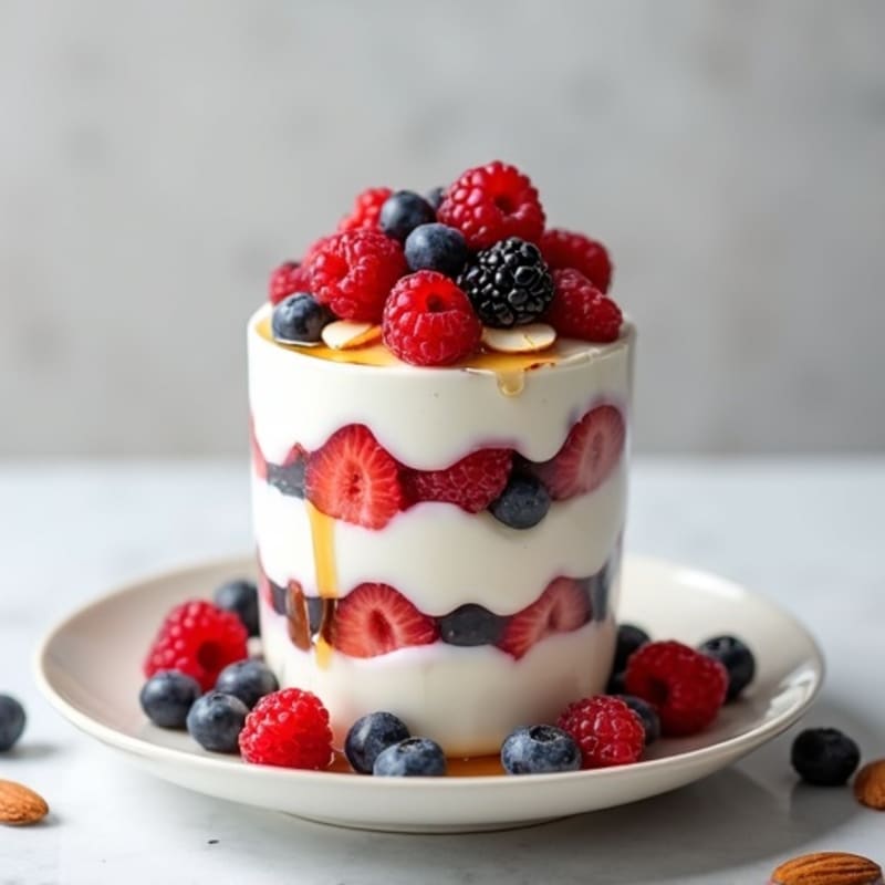 Greek Yogurt Protein Parfait with Mixed Berries