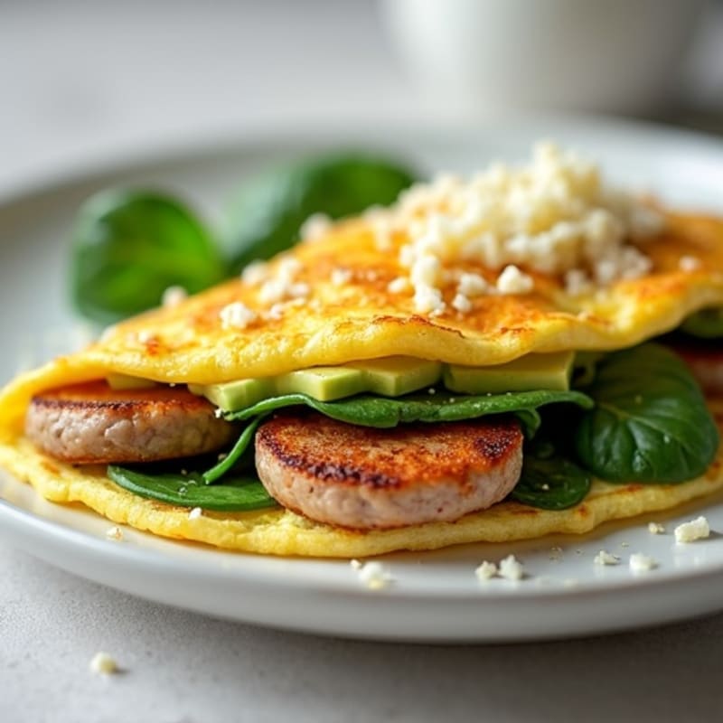 Egg White Omelette with Turkey Sausage and Spinach