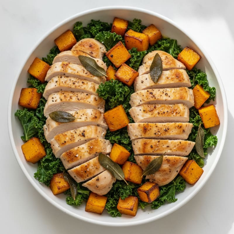 Roasted Butternut Squash and Sage Chicken Harvest Bowl