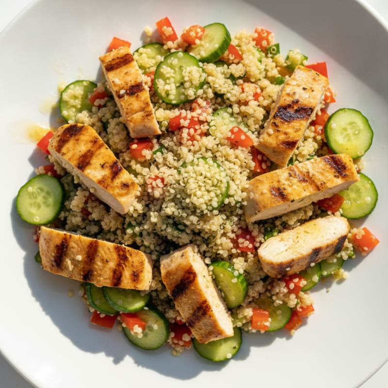 Grilled Chicken and Quinoa Salad with Crunchy Vegetables