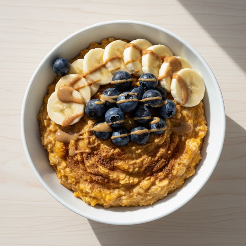 Blueberry Oatmeal with Banana and Cinnamon