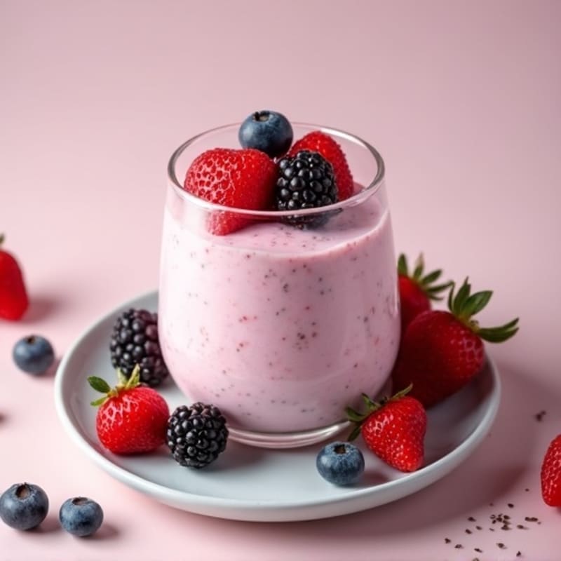 Greek Yogurt Protein Mousse with Mixed Berries