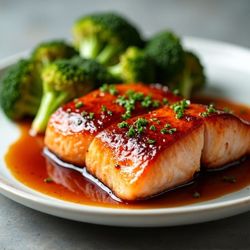 Pan-Seared Teriyaki Glazed Salmon with Roasted Broccoli