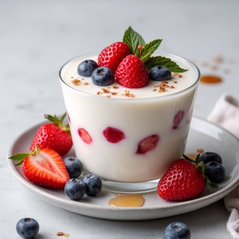 Greek Yogurt Protein Pudding with Mixed Berries