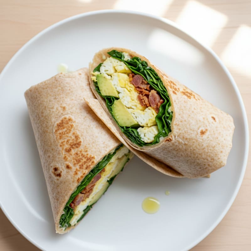 Crispy Turkey Bacon and Egg White Breakfast Wrap