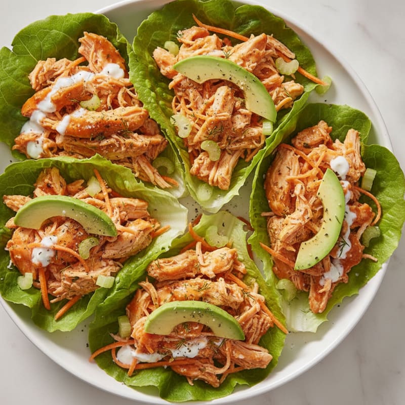 Buffalo Ranch Chicken Lettuce Wraps