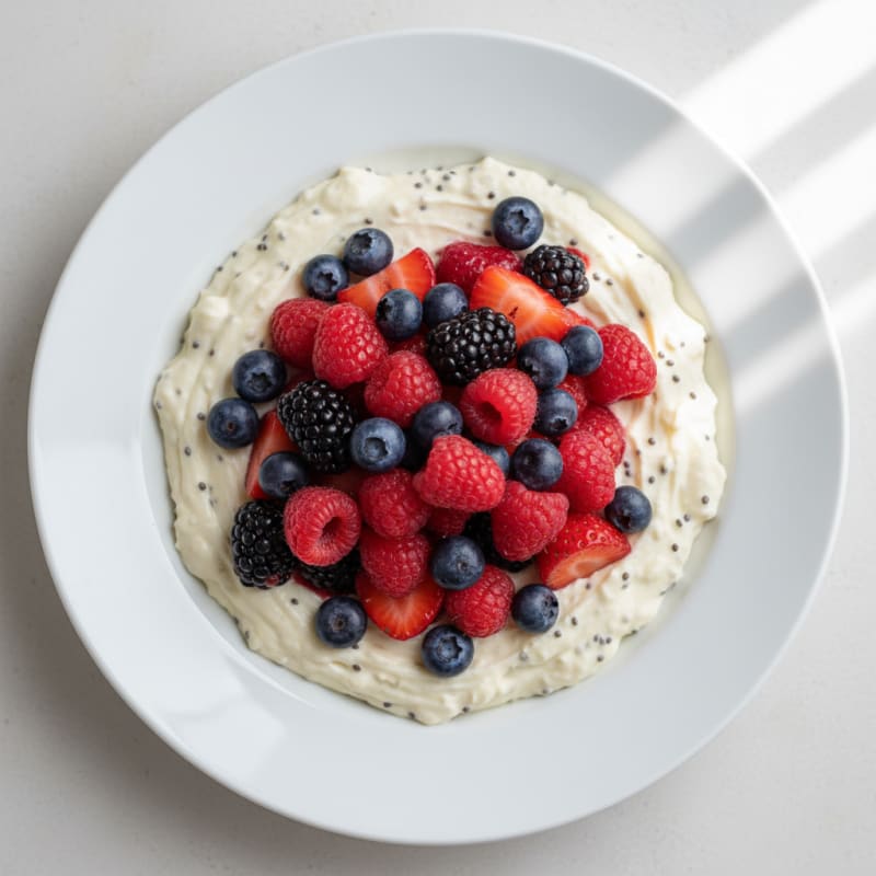 Silky Greek Yogurt Protein Pudding with Mixed Berries