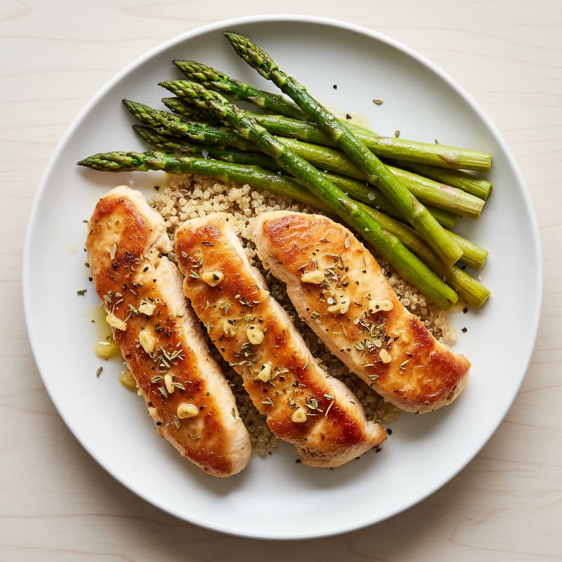 Garlic Herb Chicken Tenderloin with Roasted Asparagus