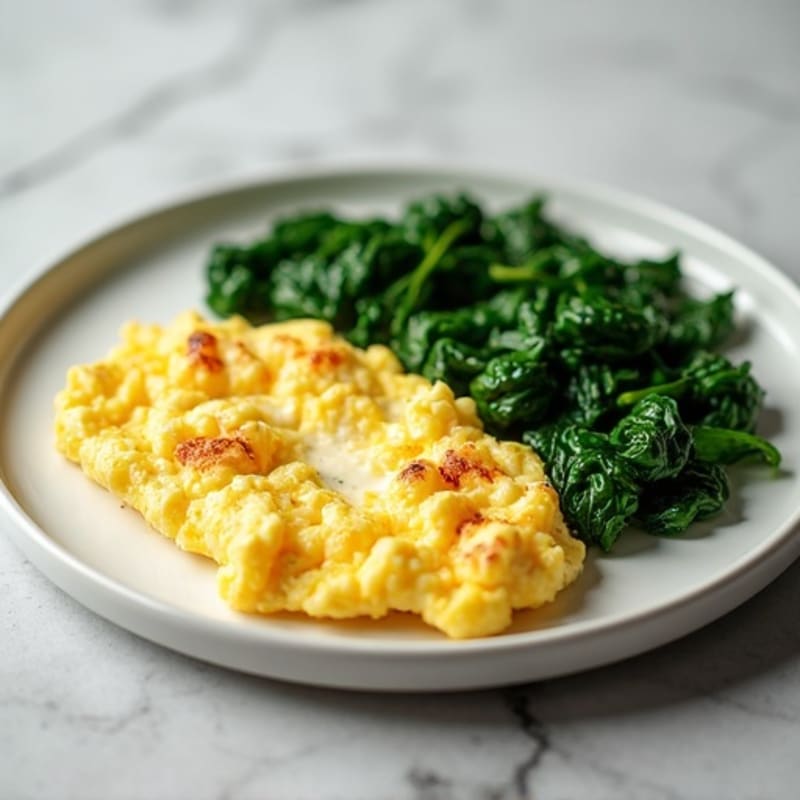Egg White and Cottage Cheese Scramble with Sautéed Spinach