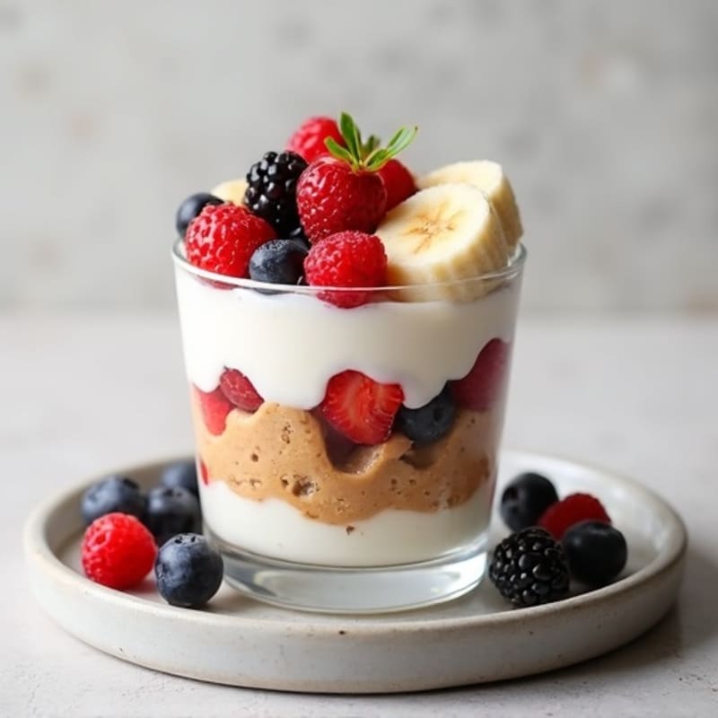 Greek Yogurt Protein Parfait with Almond Butter and Berries
