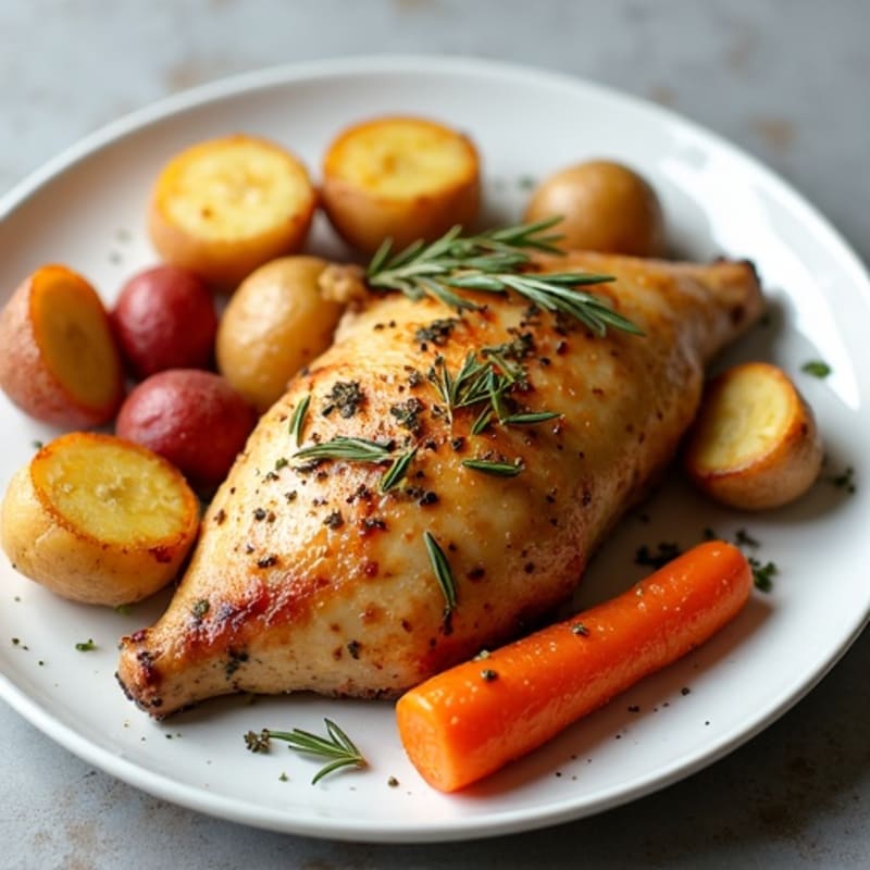 Herb-Roasted Chicken with Crispy Potatoes and Tender Carrots