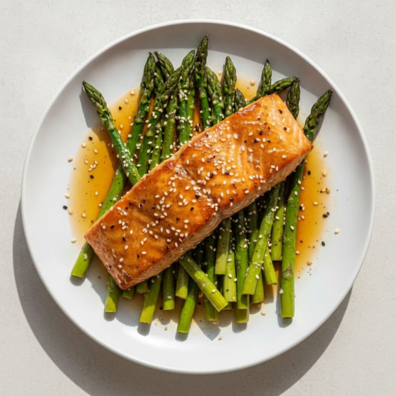 Teriyaki-Glazed Salmon with Roasted Asparagus